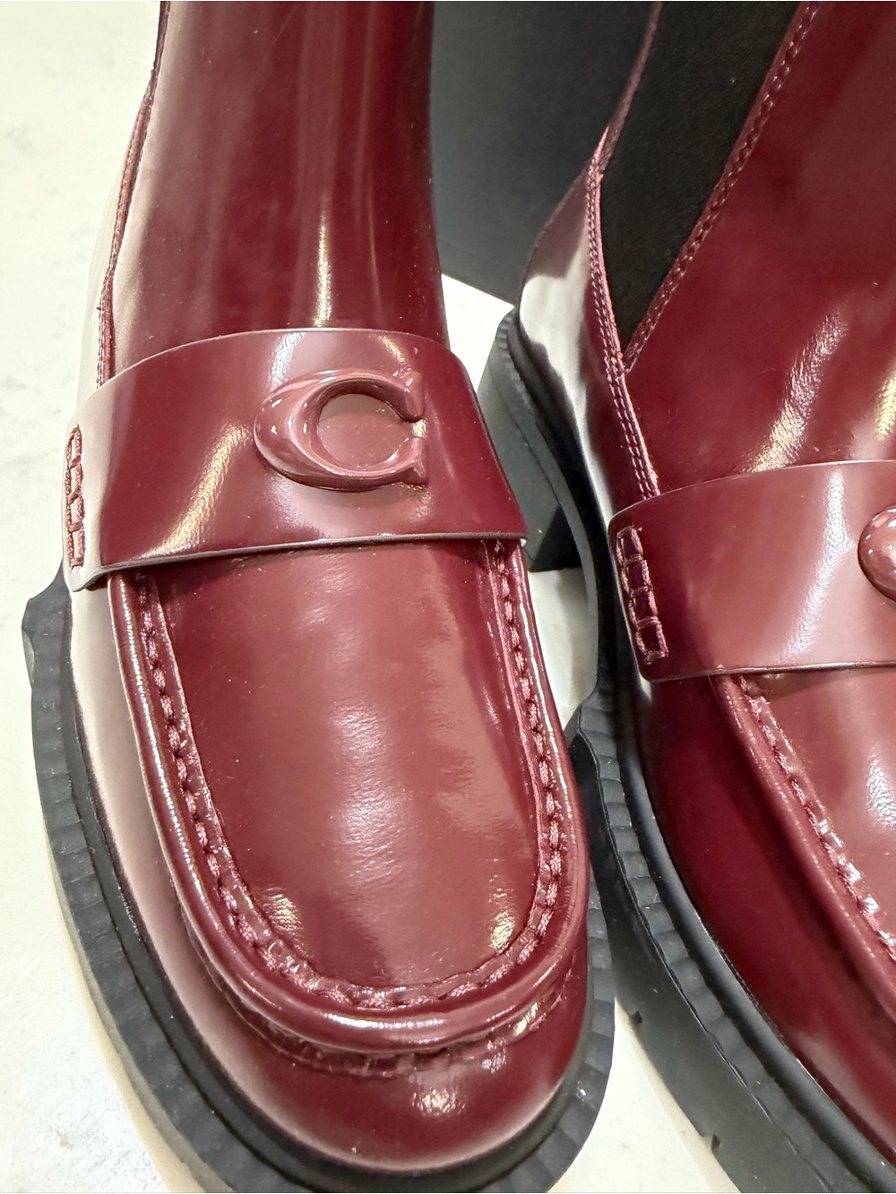 Authentic Coach Retail Burgundy Leather Chelsea Booties - Picture 10 of 13